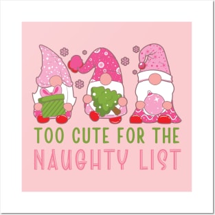 Too Cute for the Naughty List, Pink Gnomes Posters and Art